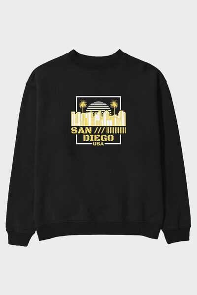 Ankhises San Diego Front Štampano Crna Oversize kroj Dukserica Muškarci Žene ...