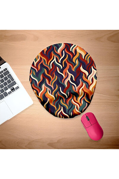 UcuruStore Πολύχρωμο οβάλ μαξιλαράκι ποντικιού με σχέδιο στρώσεων και υποστήρ...