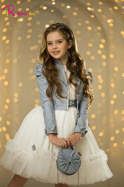 Ribbon kids Leather Jacket Roses Evening Belt Bag