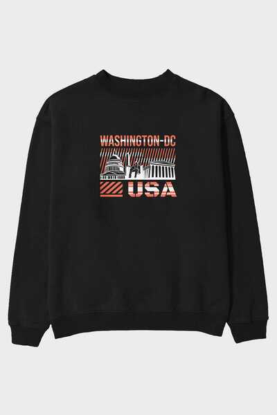 Ankhises Washington DC Front Štampano Crna Oversize kroj Dukserica Muškarci Ž...