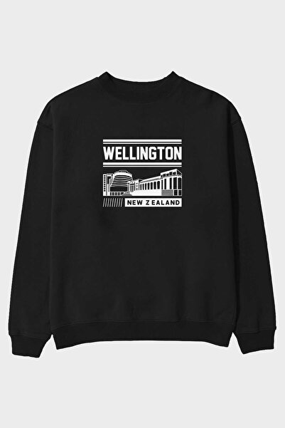 Ankhises Wellington Front Štampano crna Oversize kroj majica s kapuljačom muš...