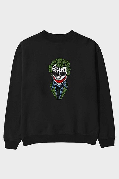 Ankhises Why So Serious Hanorac supradimensionat negru cu imprimeu în față, bărbați, femei, cu gât crepus