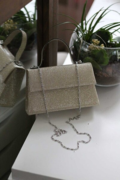 Moom Bag Γυναικεία τσάντα ώμου βραδινό φόρεμα με λεπτομέρεια Gold Glitter