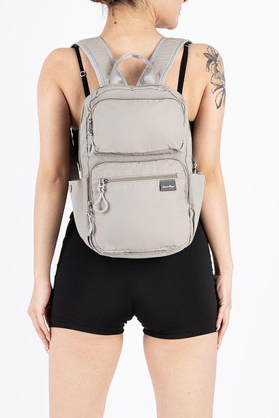 SMART BAGS Sima Gray Women's Backpack Multi-Eye Waterproof Fabric Lightweight Model for School Travel Use