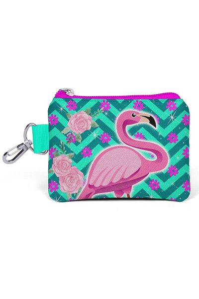 Coral High Geantă pentru monede cu model Flamingo pentru copii - Verde / Roz - Fată 21757