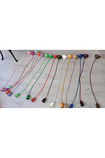 OKYANUSAYD E27 KAHVERENGİ RENK DUY KILIFLI 1 METRE KUMAŞ KABLOLU TAVAN KANCA ROZANSLI SARKIT TESİSAT