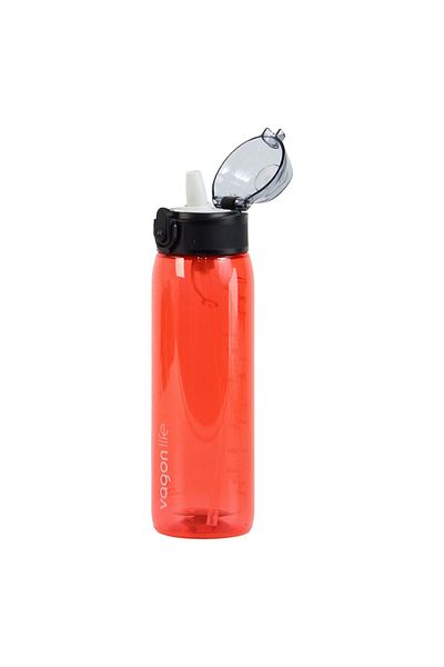 Vagonlife 600 ml Tritan Red Water Bottle, School Water Bottle with Straw