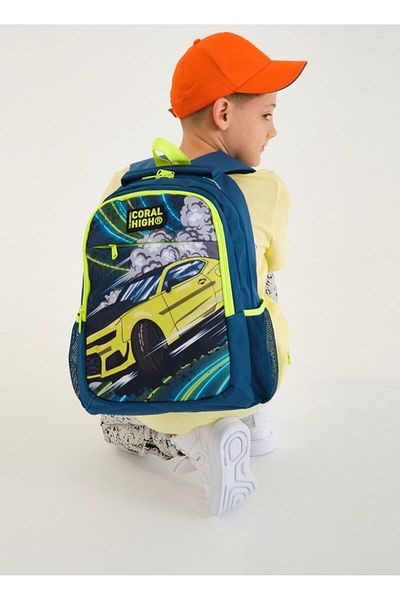 Coral High Set Geanta Scoala Primara Nefti Yellow Car Boy Set Geanta Scoala