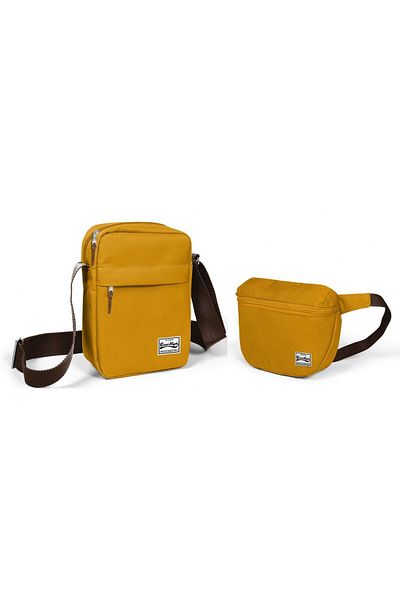 Coral High Mustard Shoulder Bag and Waist Bag Set