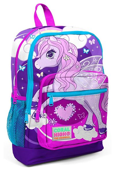 Coral High Set de genți pentru școala primară din 3 piese pentru fete cu imprimeu cu unicorn violet