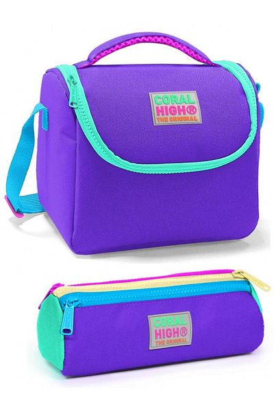 Coral High Set cutie de prânz pentru fete albastru liliac