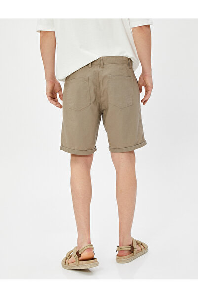 Koton Šortky ze směsi lnu Bermudy v pase s šněrováním na knoflíky v kapse