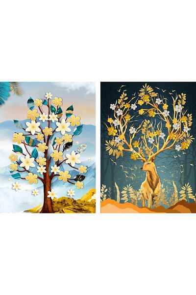 Nova Puzzle 2x1000 Piece Deer and Tree Puzzle Set
