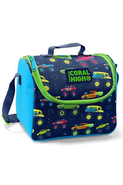 Coral High Monster Truck Printed Thermos Lunch Bag - Boy