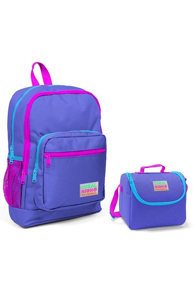 Coral High Geantă și set de prânz pentru școală primară pentru fete violet