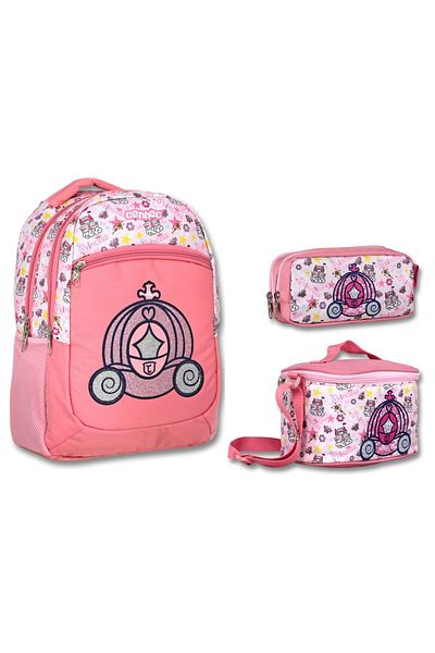 ÜMİT ÇANTA Cennec Pink Princess Primary School Backpack Set - Girl