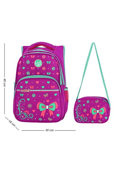 Puzmo Waddell Bag Purple Bowtie Σετ τσάντας δημοτικού σχολείου - Waddell Bag Girl School Backpack