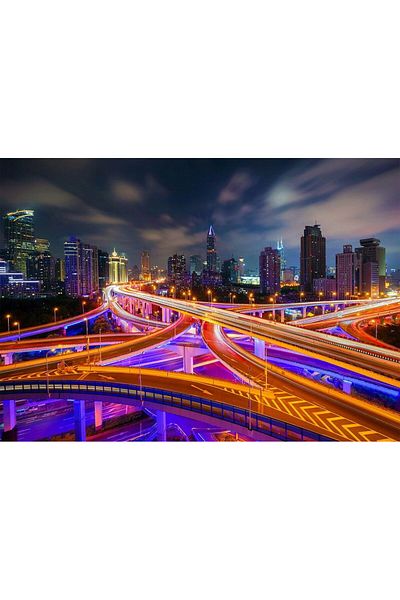 Enjoy Puzzle استمتع بألغاز مركز مدينة شنغهاي الليلية المكونة من 1000 قطعة