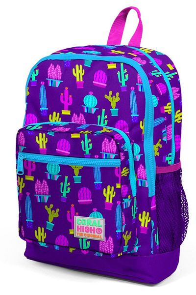 Yaygan Çanta Coral High Cactusi in ghiveci cu patru ochi Rucsac pentru scoala primara fetita - violet