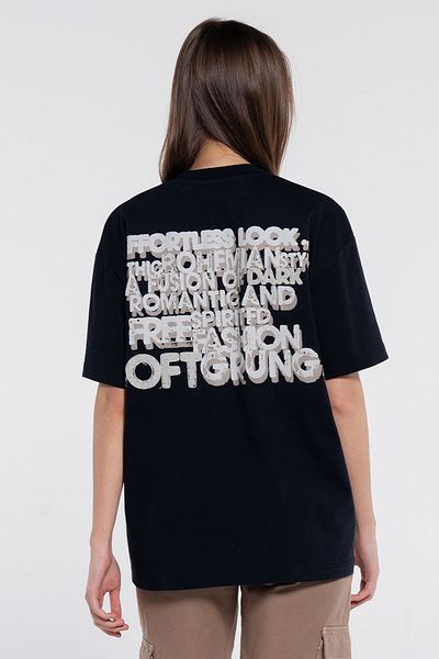 Friday Offset Tricou negru pentru femei Melaine, 100% bumbac, extra oversize, cu decolteu