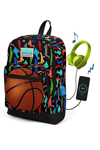 Yaygan Çanta Coral High Erkek Çocuk Siyah Basketbol Toplu Usb Şarjlı Kulaklık...