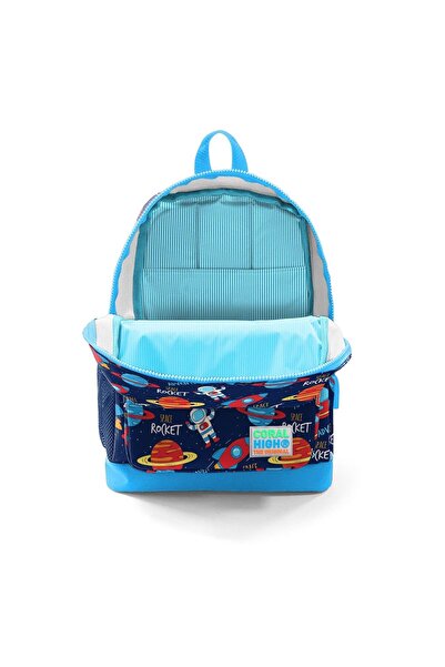 Coral High Набір шкільного рюкзака та ланч-боксу - для хлопчиків, синьо-чорний, з USB-роз'ємом