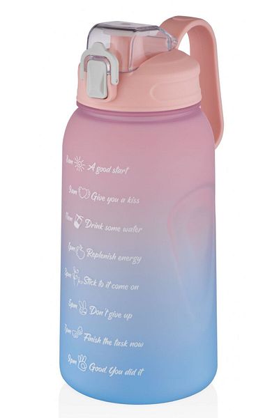 Vagonlife 2000 ml Mega Size Sports and Daily Water Bottle with Straw and Straw - Blue Orange