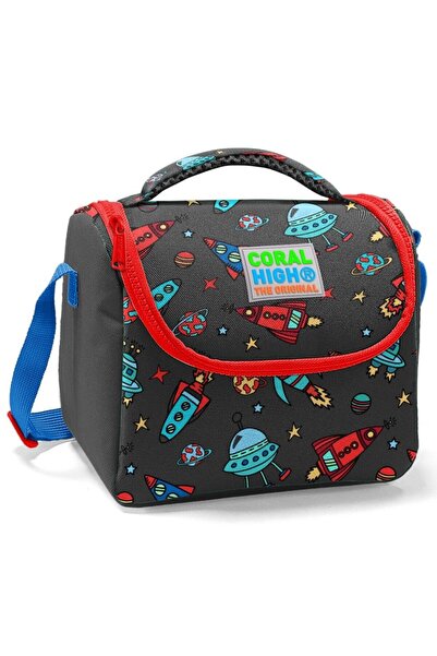 Coral High Crna Crvena Raketa Štampano Školski ručak za dečake Torba