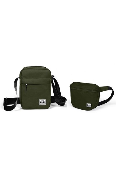 Coral High Dark Green Shoulder Bag and Waist Bag Set