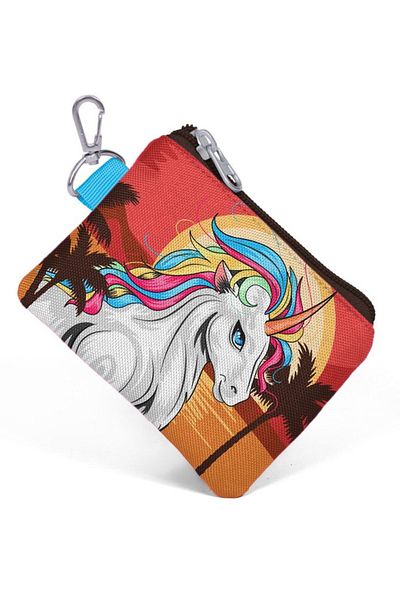 Coral High Unicorn Patterned Coin Bag