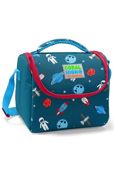 Coral High Cutie de prânz pentru școala primară cu imprimeu astronaut albastru roșu - băiat
