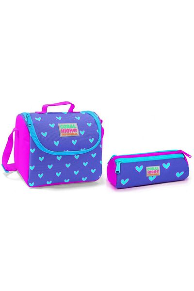 Coral High Blue Heart Girl's Lunchbox and Pen Holder Set - Thermo