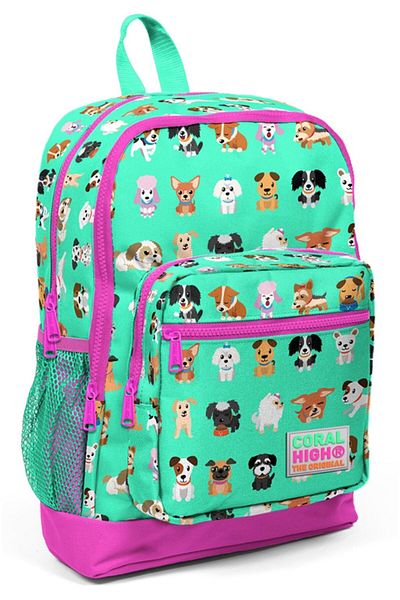 Coral High Cute Dogs Printed Școala Primară Și Rucsac Zilnic - Fată