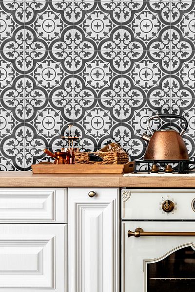 Tooall Kitchen Countertop Gray Patterned Foil Coating Sticker, UV Printing, 100x50 cm