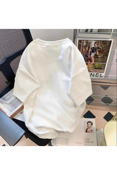 Touz Moda Retro Love Bear εμπριμέ λευκό μπλουζάκι Unisex Oversize