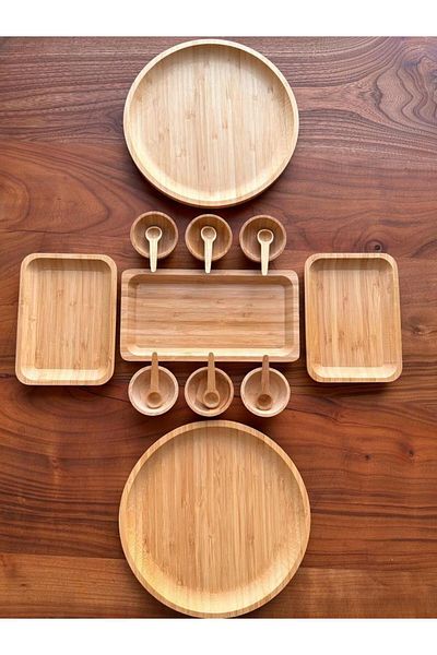 Bambum - Ikon 17 Piece Bamboo Breakfast Set - Breakfast Set for 2 People