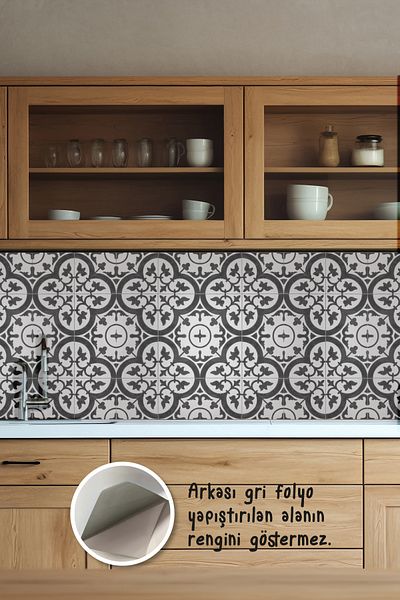 Tooall Kitchen Countertop Gray Patterned Foil Coating Sticker, UV Printing, 100x50 cm