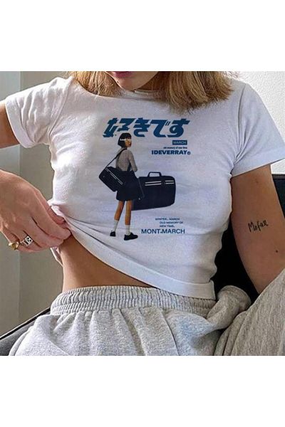 Touz Iddeverray March Printed My VISION White Crop