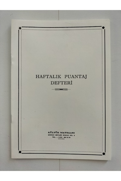 Kültür Matbaası Haftalık Puantaj Defteri