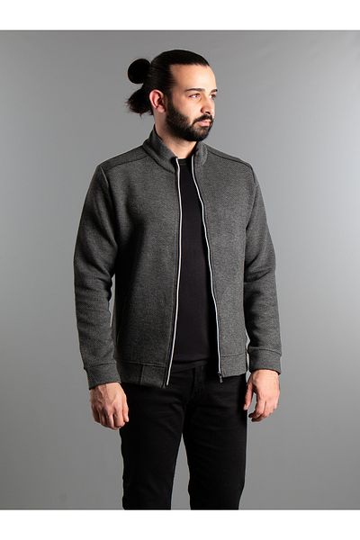 ZEKİ ÖZER MEN'S ANTHRACITE RUBED CARDIGAN