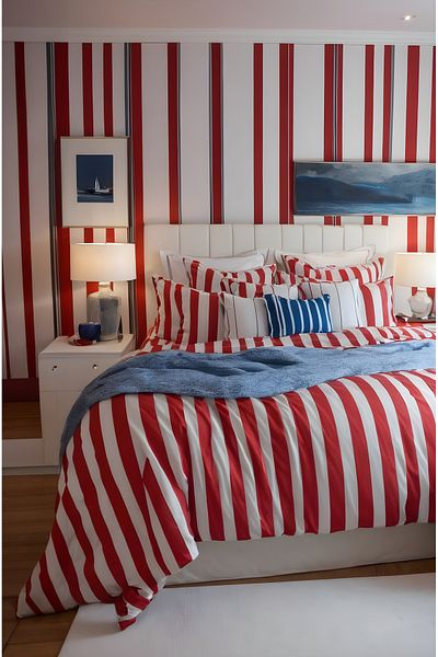 Helen George Back To Basics - Red Striped Double Bedding Set