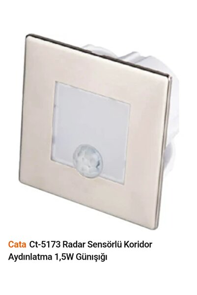 Cata 1.5w 3200 Kelvin Gün Işığı (Açık Sarı) 40 Lümen Krom Kasa Sensörlü Led Koridor Aydınlatması Ct-5173