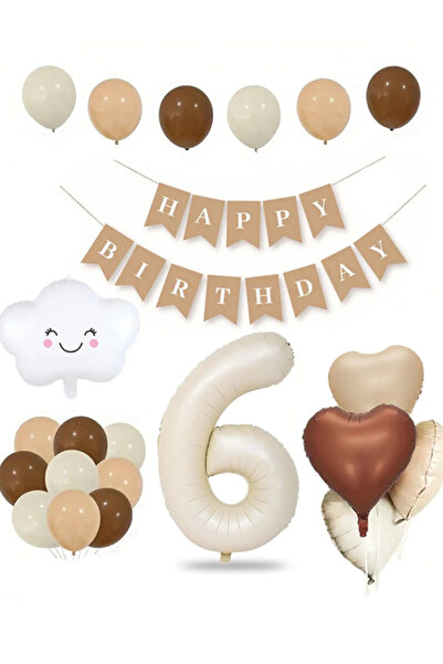 Partifabrik 1 Year Old Retro Birthday Set - Cream Number Foil, Banner, Heart ...