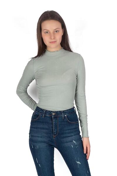 Miss Murem Stand Collar Bodysuit-mint