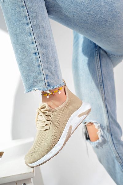 McDark Unisex Beige Daily Snekears Knitwear Sports Shoes