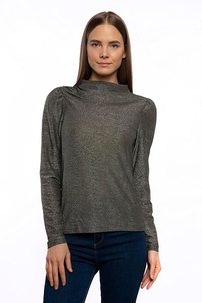 Miss Murem Glittery Watermelon Sleeve Blouse-silvery Green