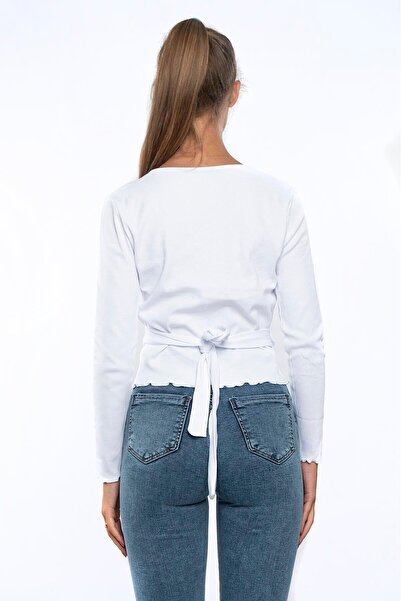 Miss Murem Women's White Tied Double Breasted Blouse