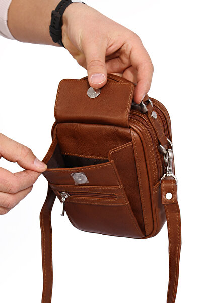 Grande 4586 100% Genuine Leather Men's Handbag Crossbody Bag Brown