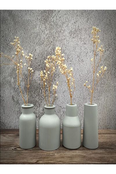 BLANJ Minimal Vase Set 4-Piece Bohemian Trinket Miniature 4-Piece Vase Scandinavian Vase Dry Flower Holder