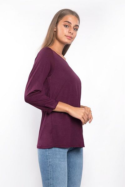 Miss Murem Buttoned Sleeve Melted Blouse-purple